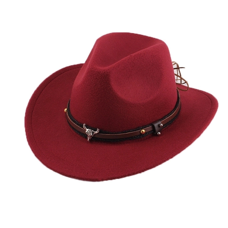 Ethnic Style Topper Hat Western Cowboy Hat Tibetan Tibetan Performance Hat Woolen Hat Central Retro Woolen Hat