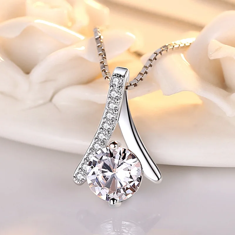 925 Sterling Silver CZ pendant Necklace for women