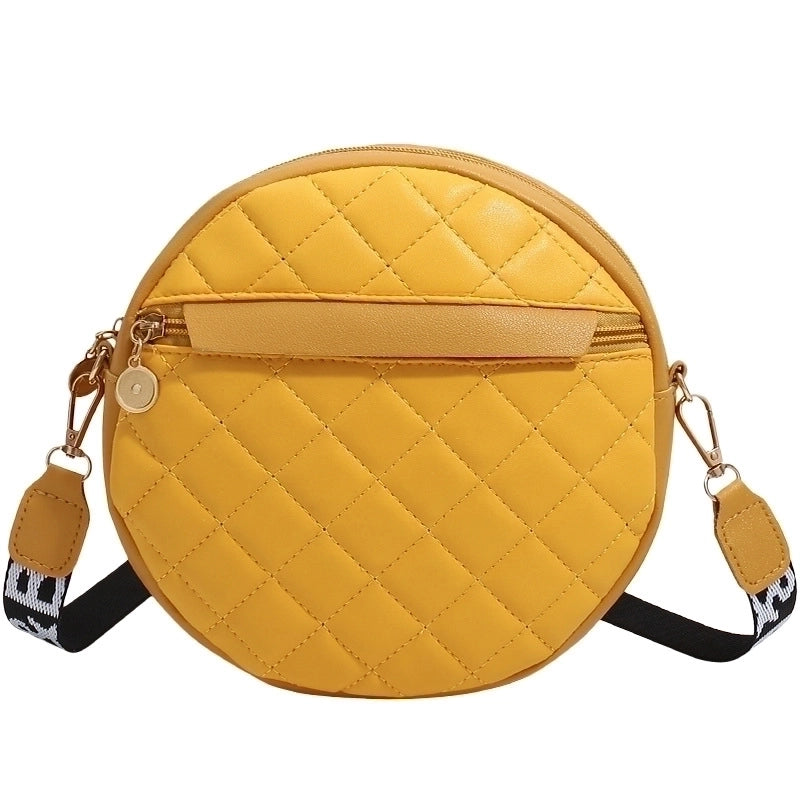 Women's All Seasons Pu Leather Lingge Cute Round Zipper Shoulder Bag