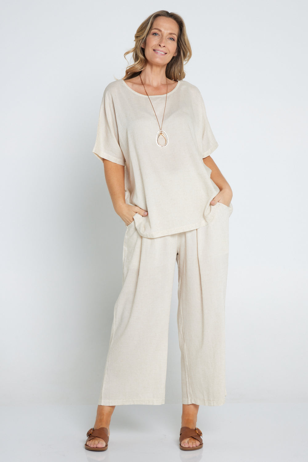 Adalee Linen Top - Flax