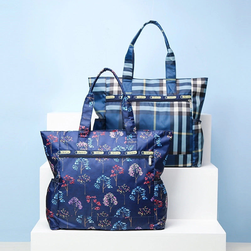 Women's Large Oxford Cloth Printing Classic Style Square Zipper Shoulder Bag