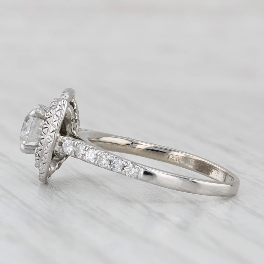 1.06ctw Round Diamond Halo Engagement Ring 14k White Gold Size 5.75