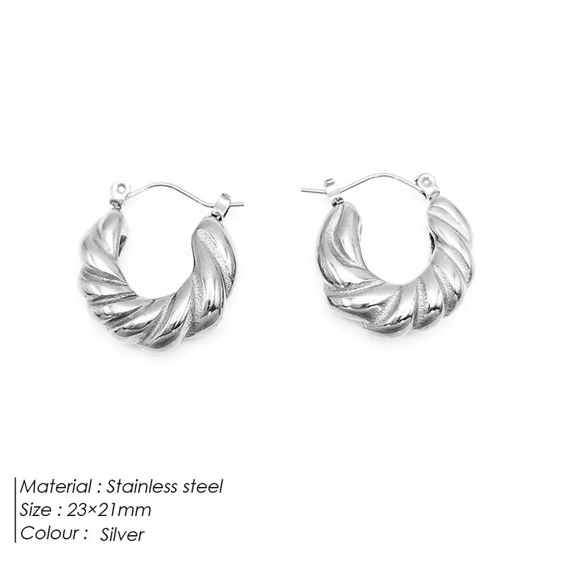 1 Pair Minimalist Geometric Plating Stainless Steel 18K Gold Plated Hoop Earrings