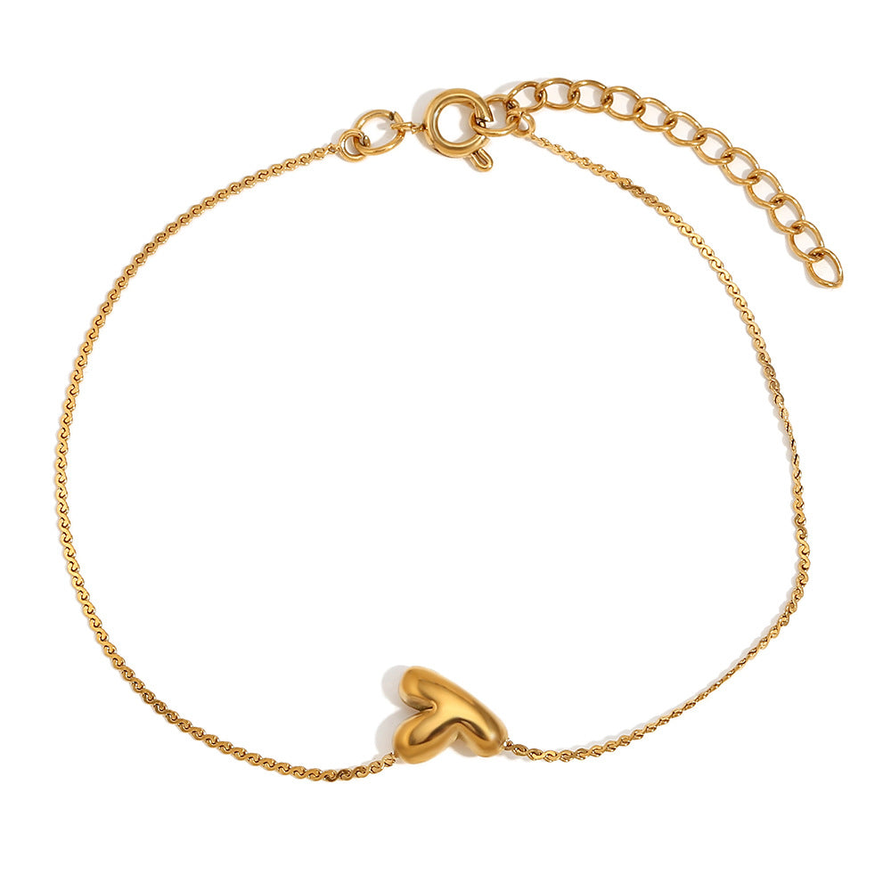 Fashionable Niche Personality Hot Style Simple Hand Jewelry Stainless Steel Plated 18K Gold Bubble Letter S Chain Bracelet