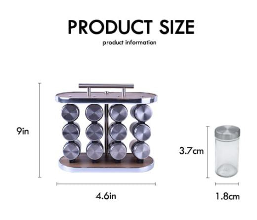 Portable Handle Seasoning Spice Rack With 12 Spice Jars