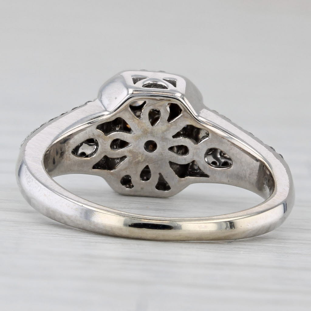 0.35ctw Diamond Cluster Halo Engagement Ring 14k White Gold Size 5.25