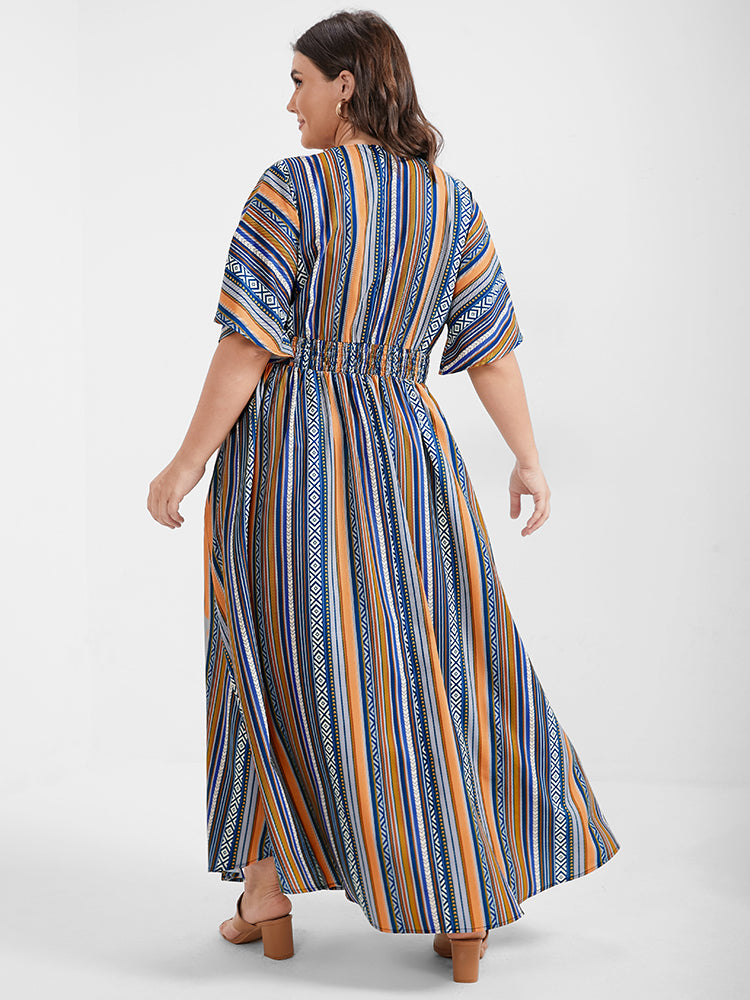 Bandana Split Dolman Sleeve Pocket Maxi Dress