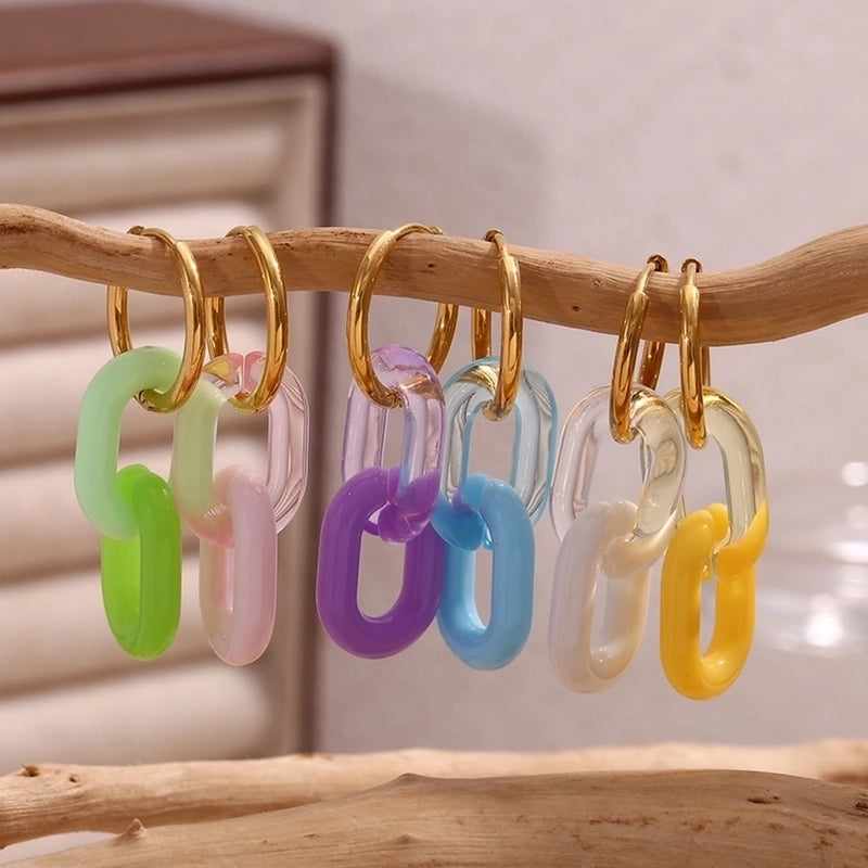 1 Pair Sweet Minimalist Classic Style Solid Color Plating 304 Stainless Steel 18K Gold Plated Drop Earrings