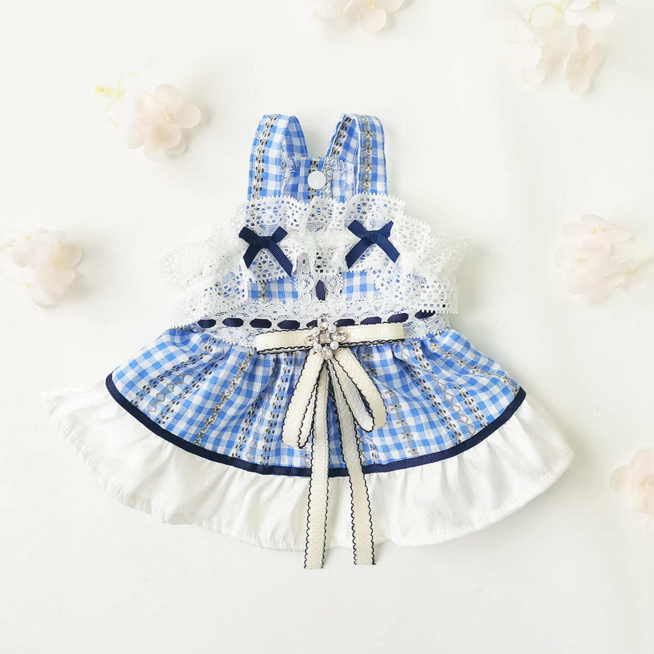 Sweet Plaid Lace Design Dog Cat Dress