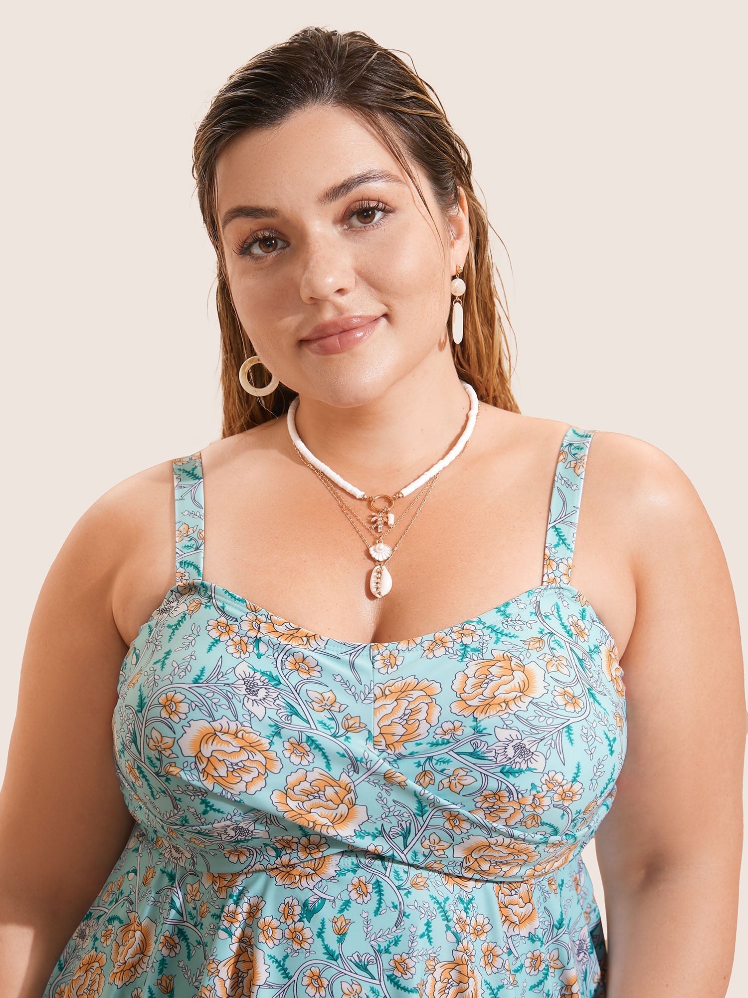 Bandana Print Crossover Adjustable Straps Swim Dress