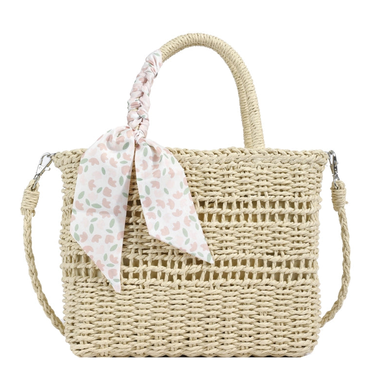 Women's Straw Bow Knot Vacation String Handbag