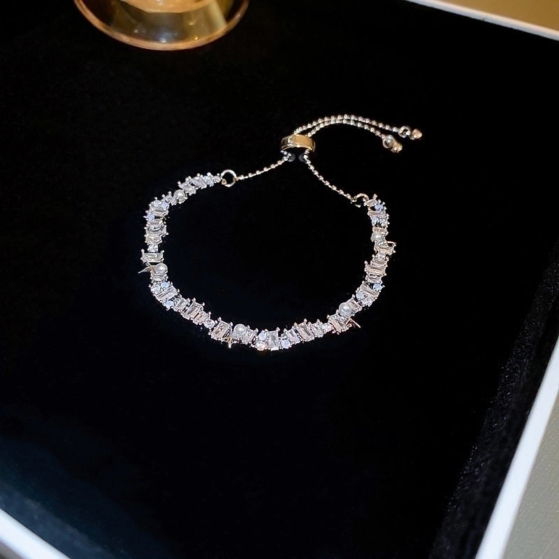 Minimalist Heart Shape Copper Inlay Zircon Bracelets
