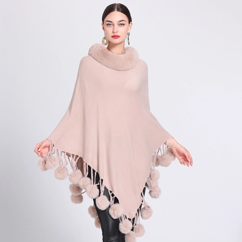 Women's Minimalist Solid Color Imitation Cashmere Polyester Tassel Shawl