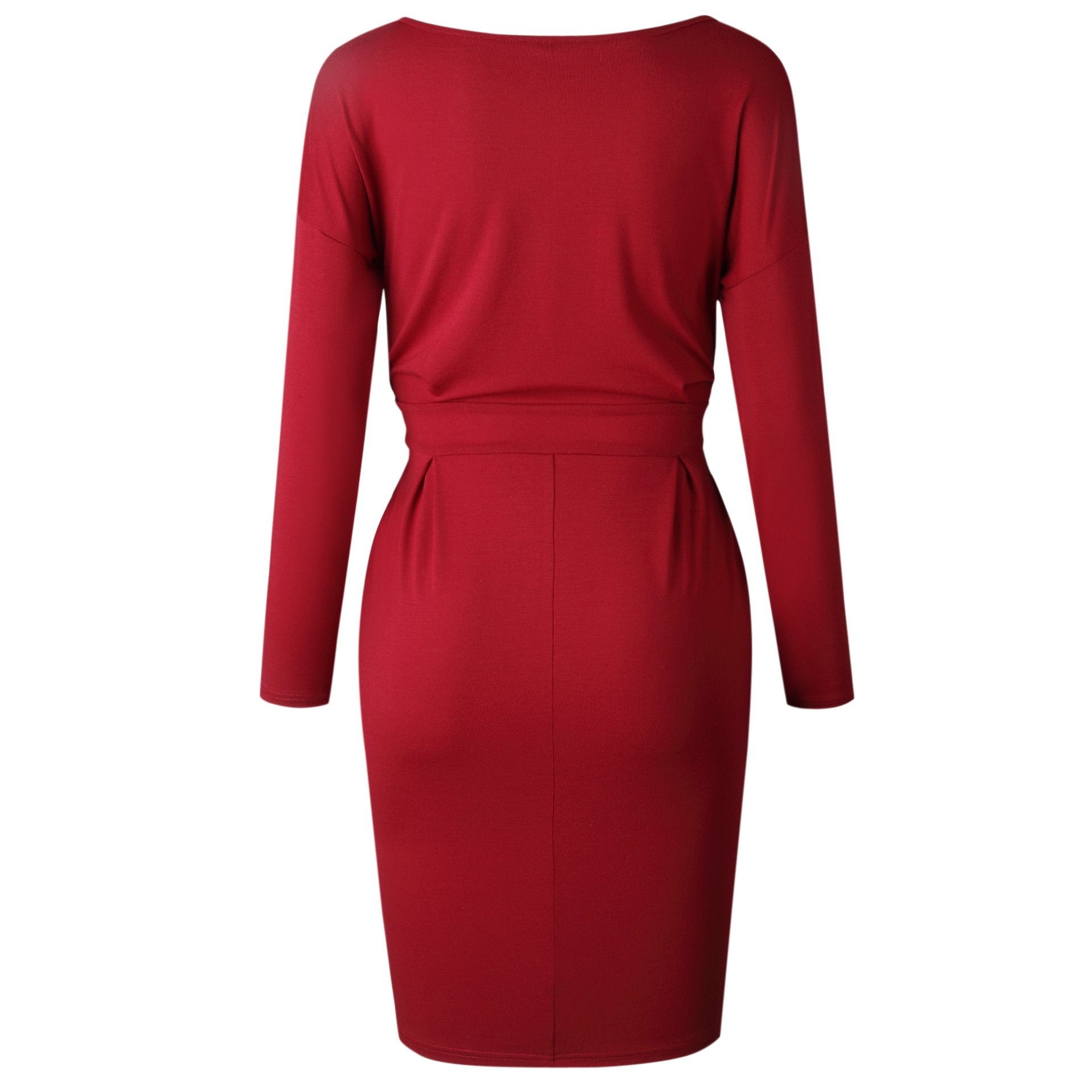 Florcoo O Neck Midi Dress With Belt (Long Sleeve)