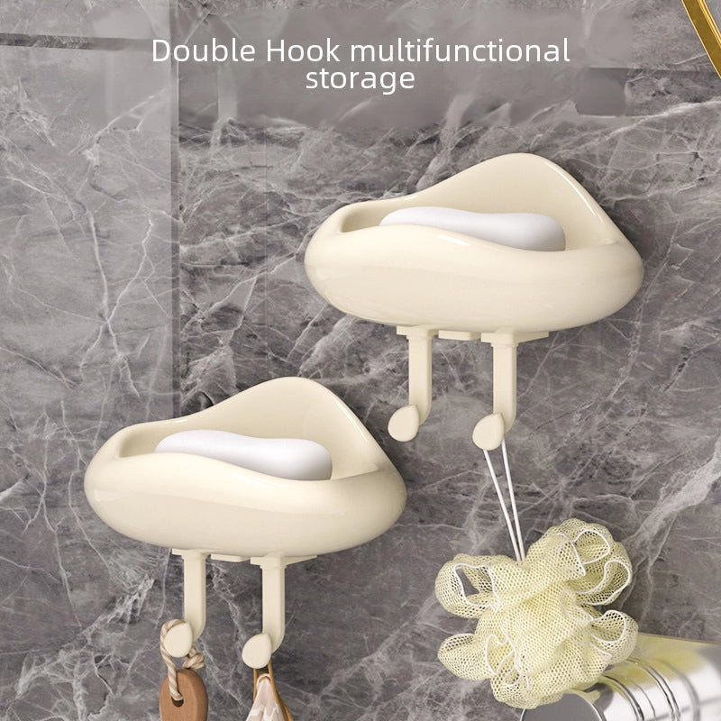 Cream Style Soap Box Household Wall-mounted Punch-free Soap Box Bathroom Draining Rack Storage Rack Soap Holder