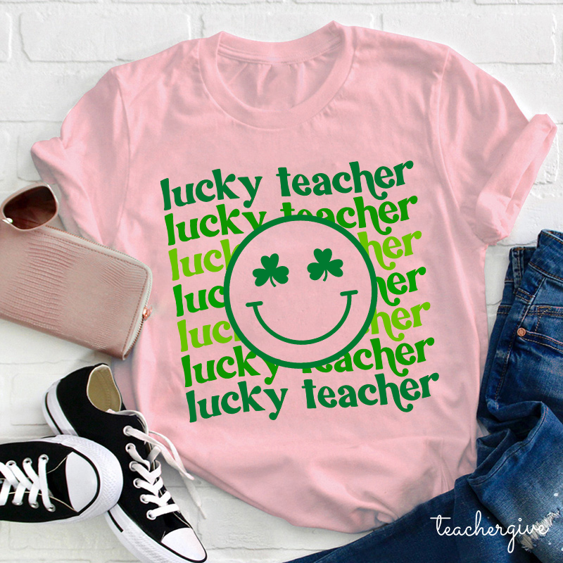 Lucky Teacher Check Teacher T-Shirt