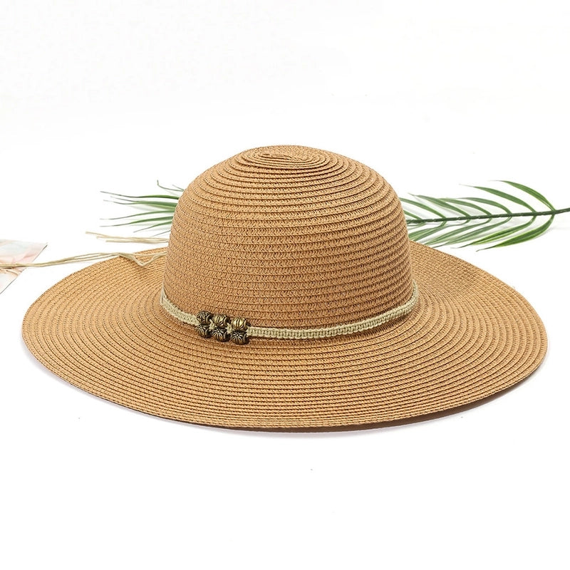 6 Pieces Women's Bohemian Solid Color Big Eaves Sun Hat