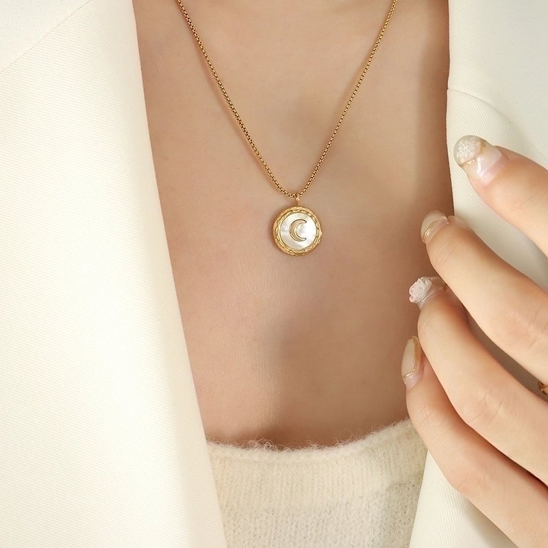 Moon 304 Stainless Steel 18K Gold Plated Plating Bracelets Earrings Necklace