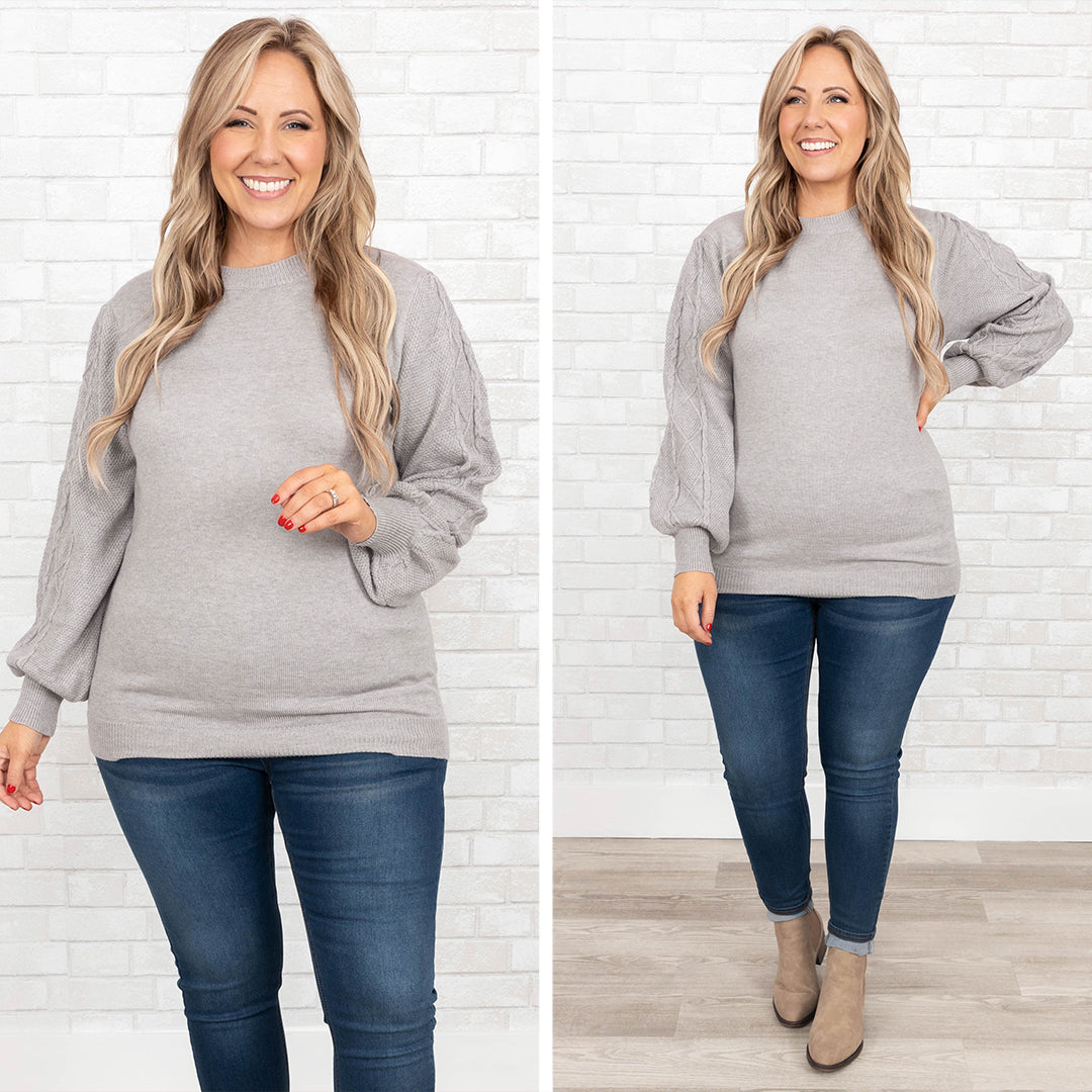 Fall's Forecast Sweater. Heather Gray