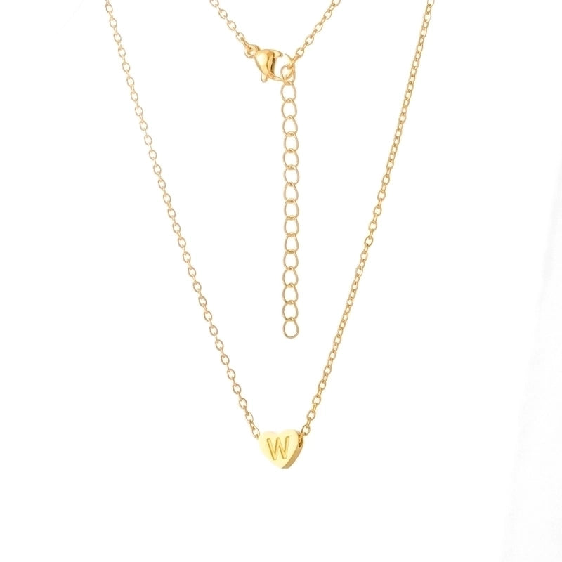 Stainless Steel Titanium Steel 18K Gold Plated Minimalist Letter Heart Shape None Pendant Necklace