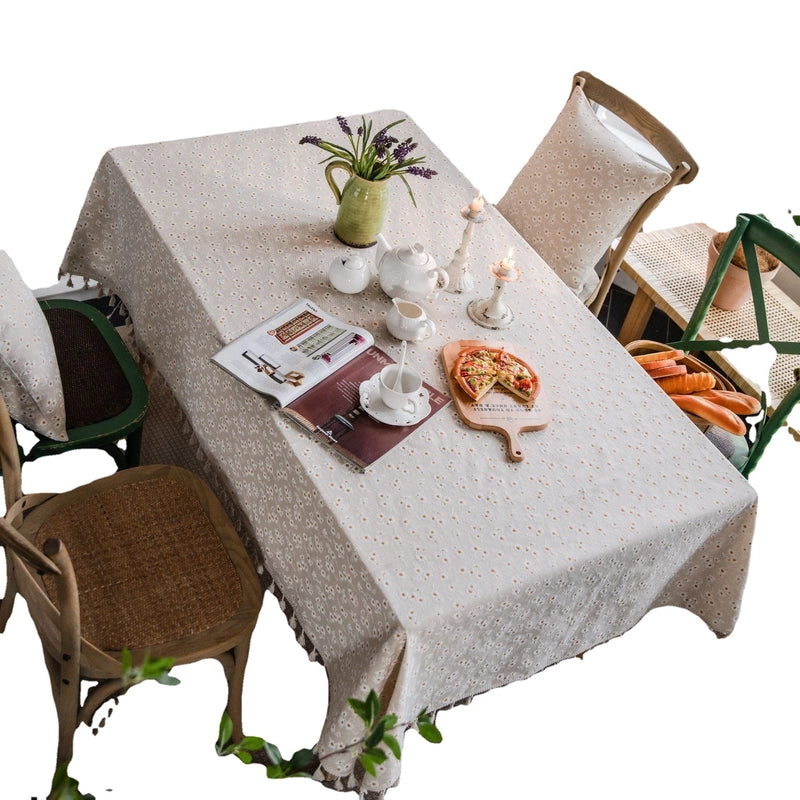 Imaki Rhyme Tablecloth Cotton And Hemp Daisy Printed Pastoral Style Tablecloth Floral Picnic Fabric