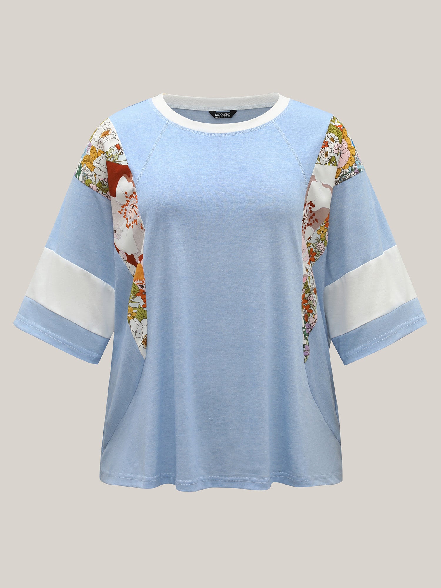 Floral Panel Color Contrast T-Shirt