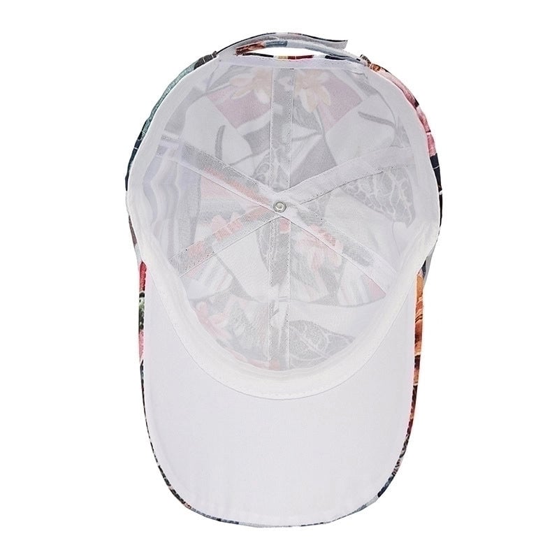 Unisex Romantic Flower Printing Curved Eaves Baseball Cap