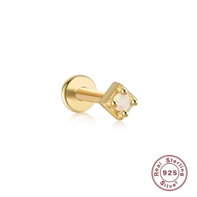 1 Piece Ear Cartilage Rings & Studs Fashion Square Water Droplets Paw Print Silver Inlay Zircon