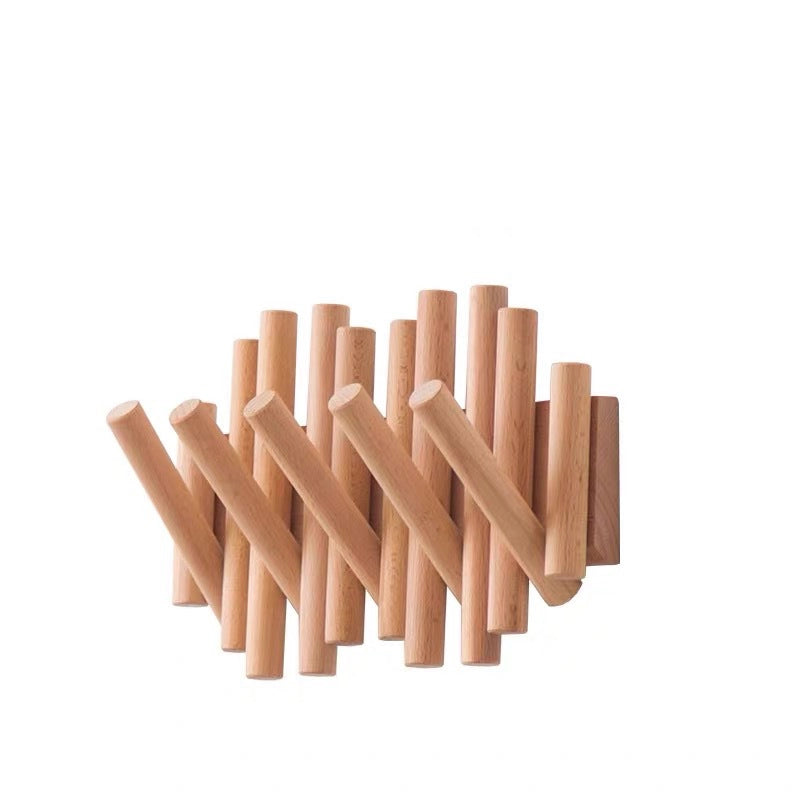 Log Punch-free Storage Hanger Entrance Door Foldable Clothes Hook Household Coat Rack Wall Hanging
