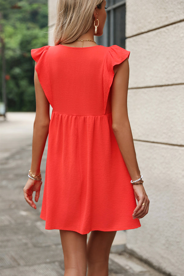 Fashion V Neck Solid Color Casual Dress