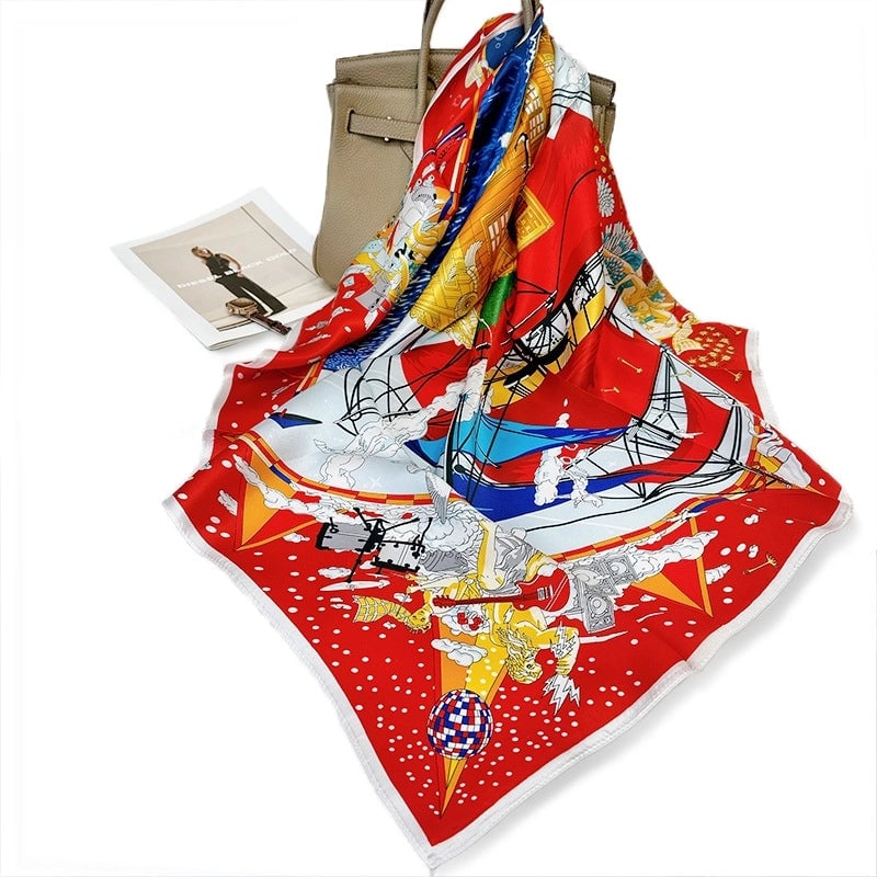 Women's Elegant Minimalist Printing Silk Printing Silk Scarf