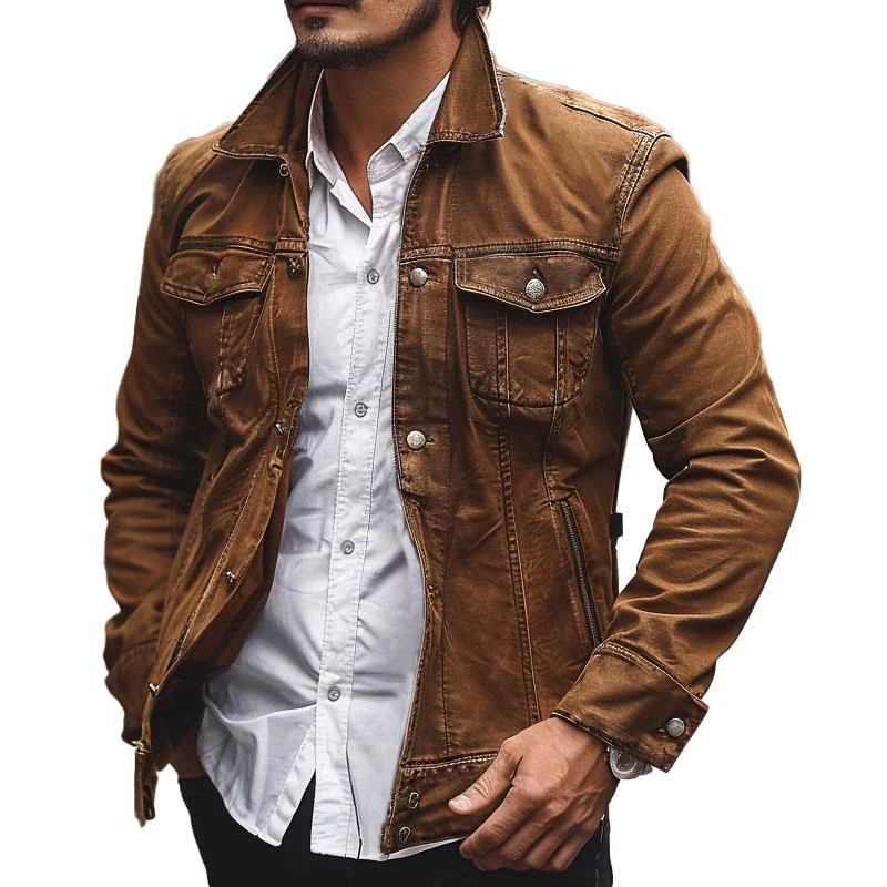 Men's Vintage Denim Lapel Jacket