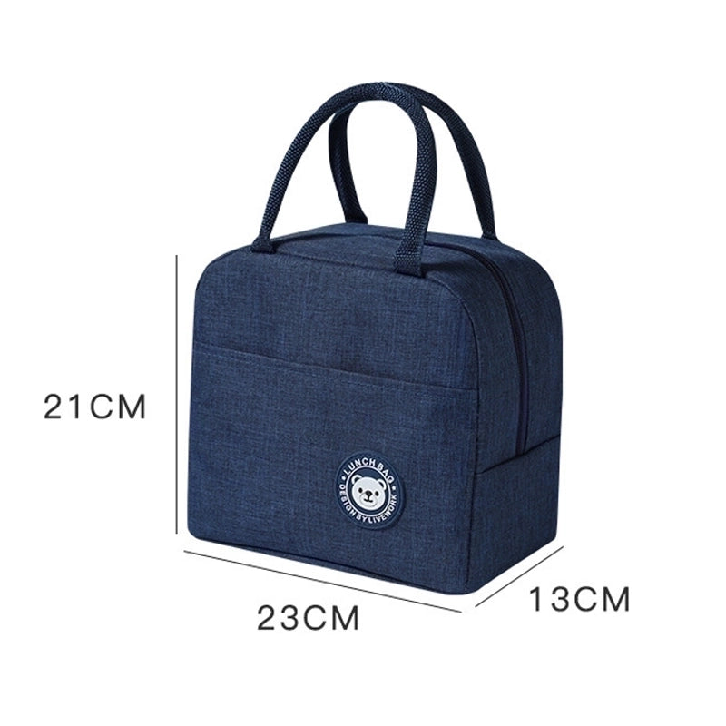 Kid's Adults Polyester Solid Color Classic Style Weave Square Zipper Lunch Bag Handbag