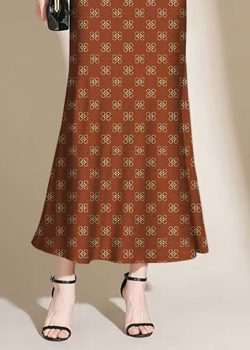 New Print Side Open Elastic Waist Cotton Skirt Summer