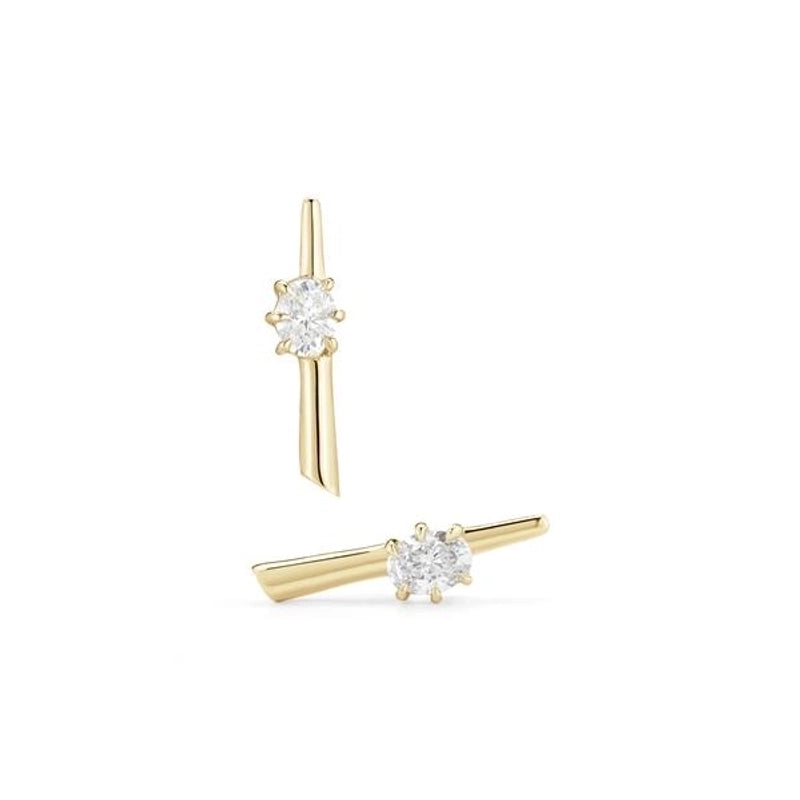 Minimalist Geometric Plating Inlay Copper Zircon Ear Studs