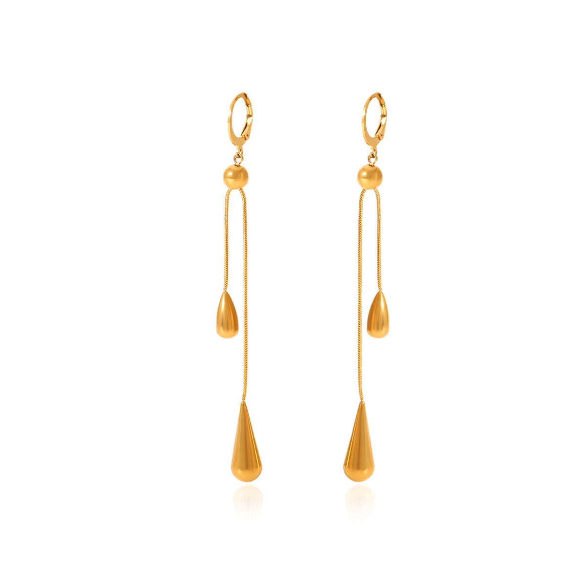 18K Gold Stainless Steel Tassel Earrings Water Drop Earrings Ins Style Niche Design Earrings