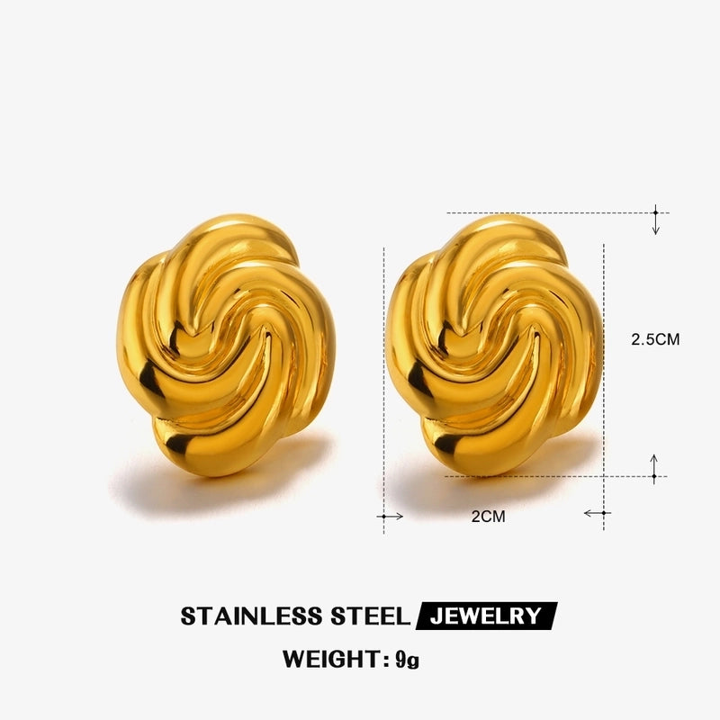1 Pair Minimalist Classic Style Geometric Square Oval Polishing 304 Stainless Steel 18K Gold Plated Ear Studs