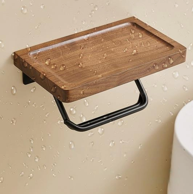 Classical Solid Color Wood Aluminium Alloy Tissue Holder