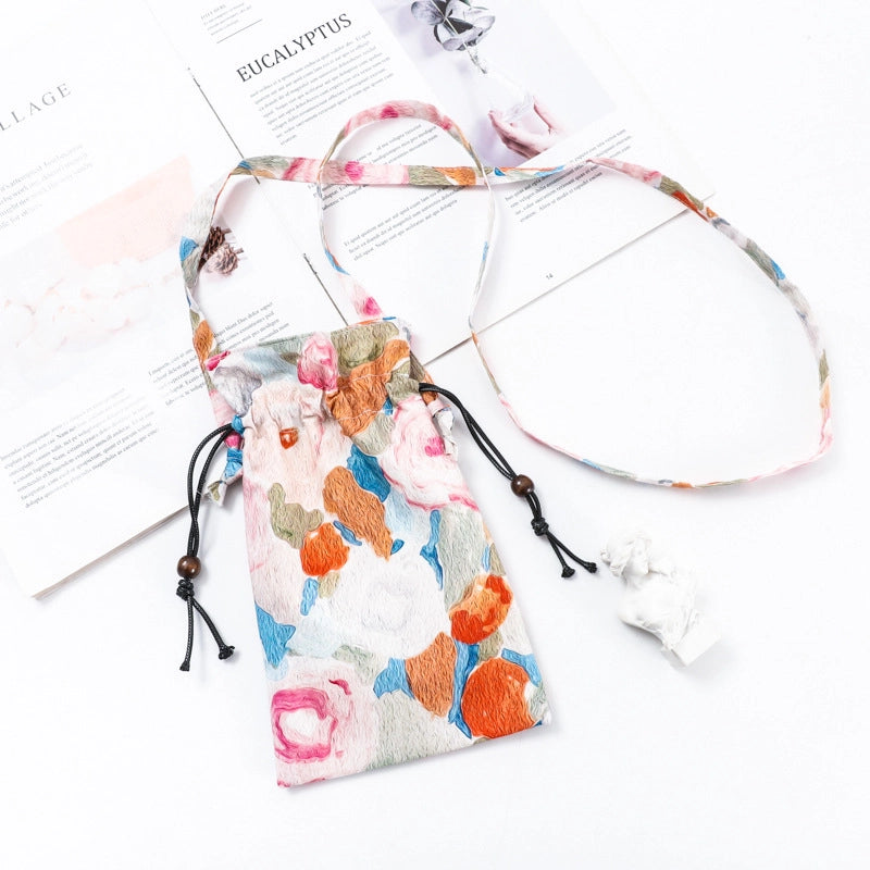 Women's Cotton Flower Elegant Square String Phone Wallets