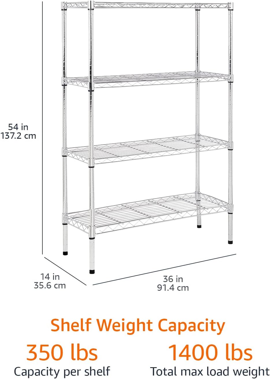Amazon Basics 5-Shelf Adjustable Heavy Duty Steel Wire Rack Storage Shelving Organizer for Kitchen, Garage, 36