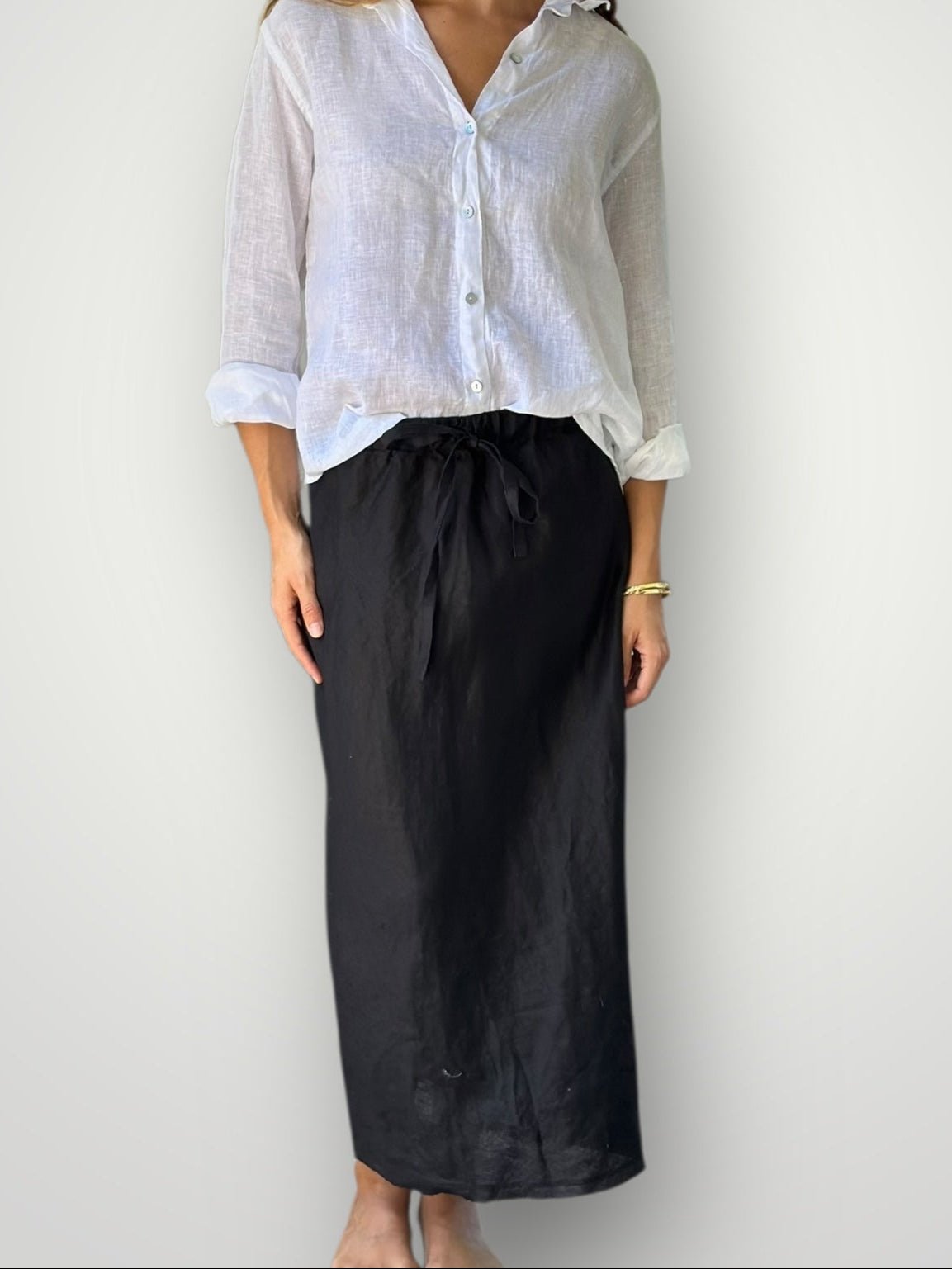 anthea skirt - black linen