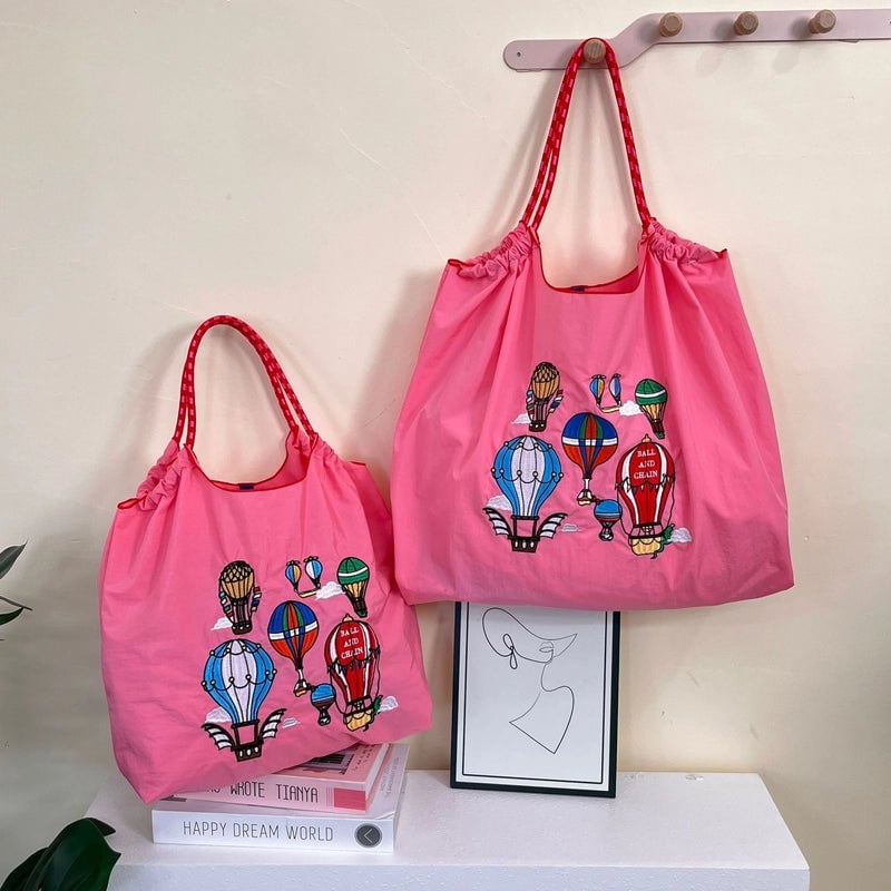 Women's Cute Printing Hot Air Balloon Nylon Shopping Bags