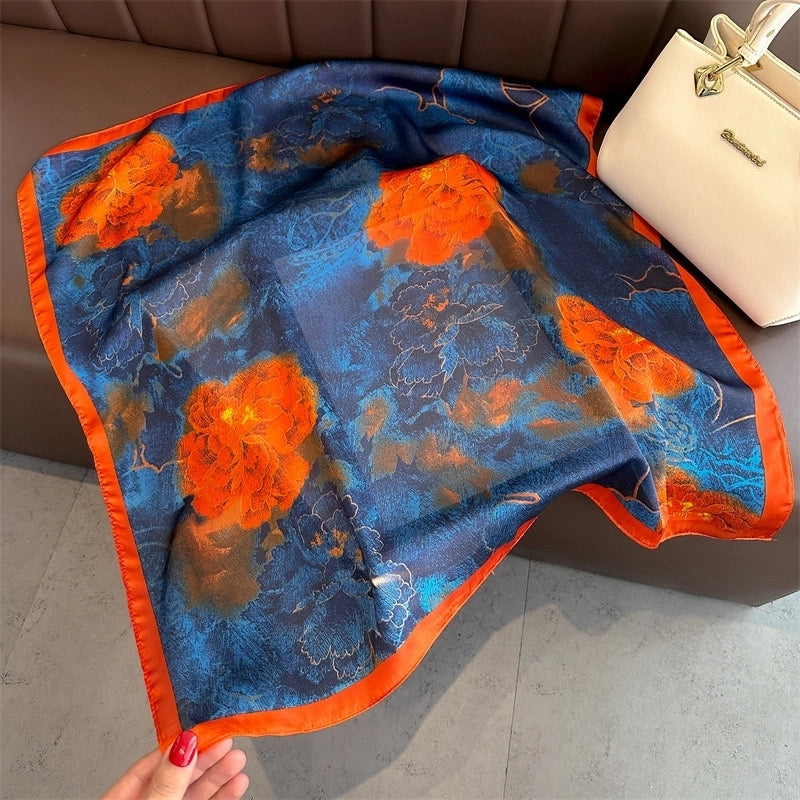 Women's Casual Vacation Chains Print Satin Printing And Dyeing Printing Dyeing Silk Scarf Kerchief Bandanas