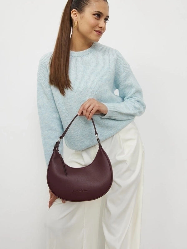 Women's Small Pu Leather Solid Color Classic Style Zipper Saddle Bag
