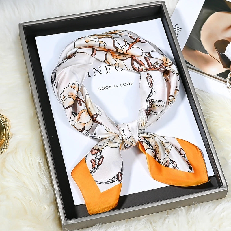 Women's Elegant Classic Style Flower Imitated Silk Silk Scarf