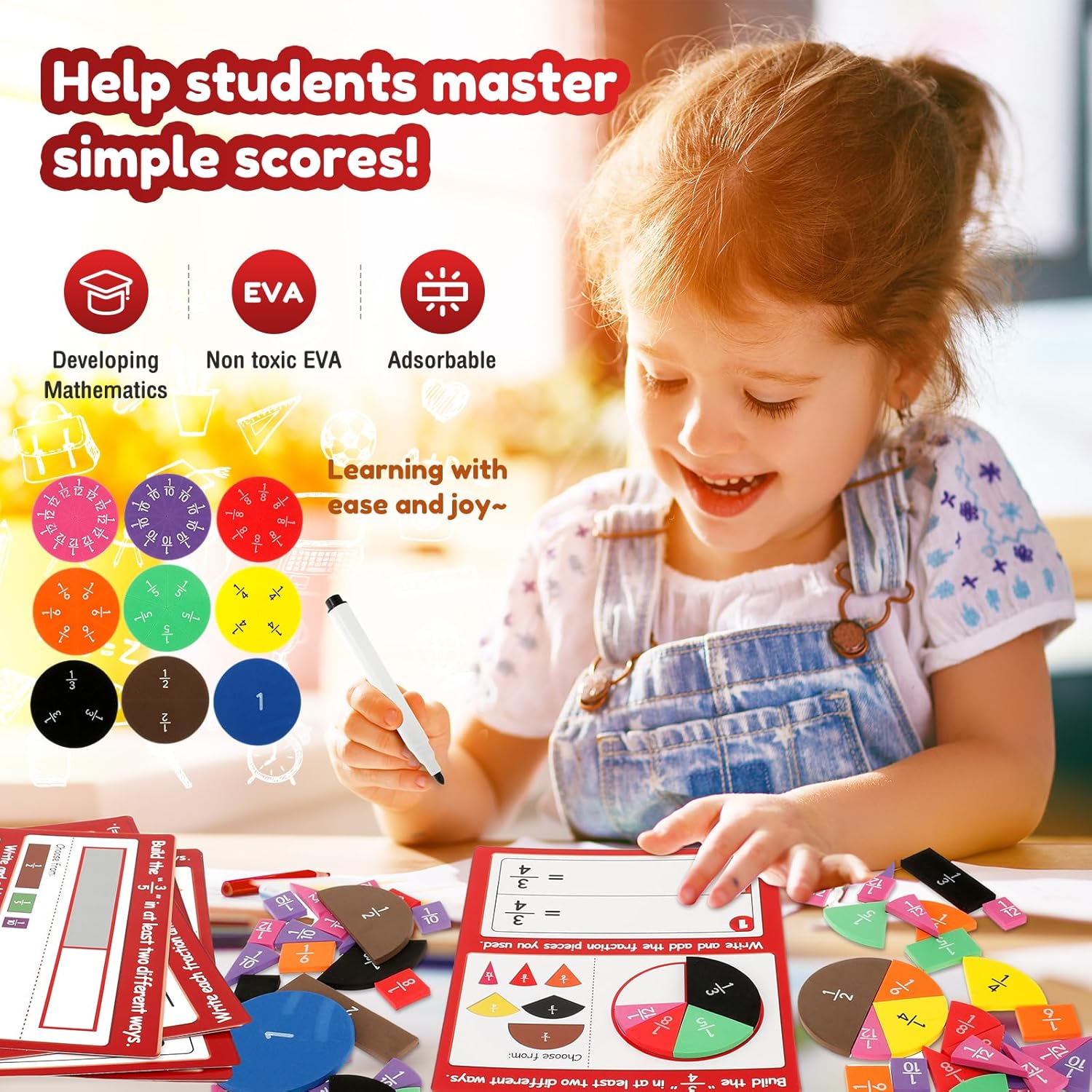 Montessori Magnetic Book Fraction Puzzle For Children