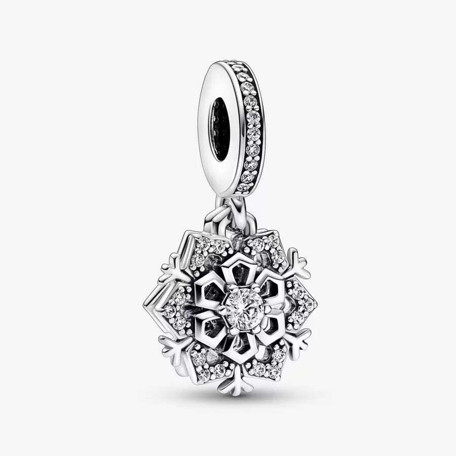 Sparkling Snowflake Double Dangle Pandora Charm