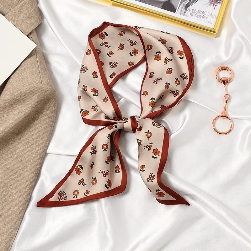 Women's Elegant Flower Satin Silk Scarf