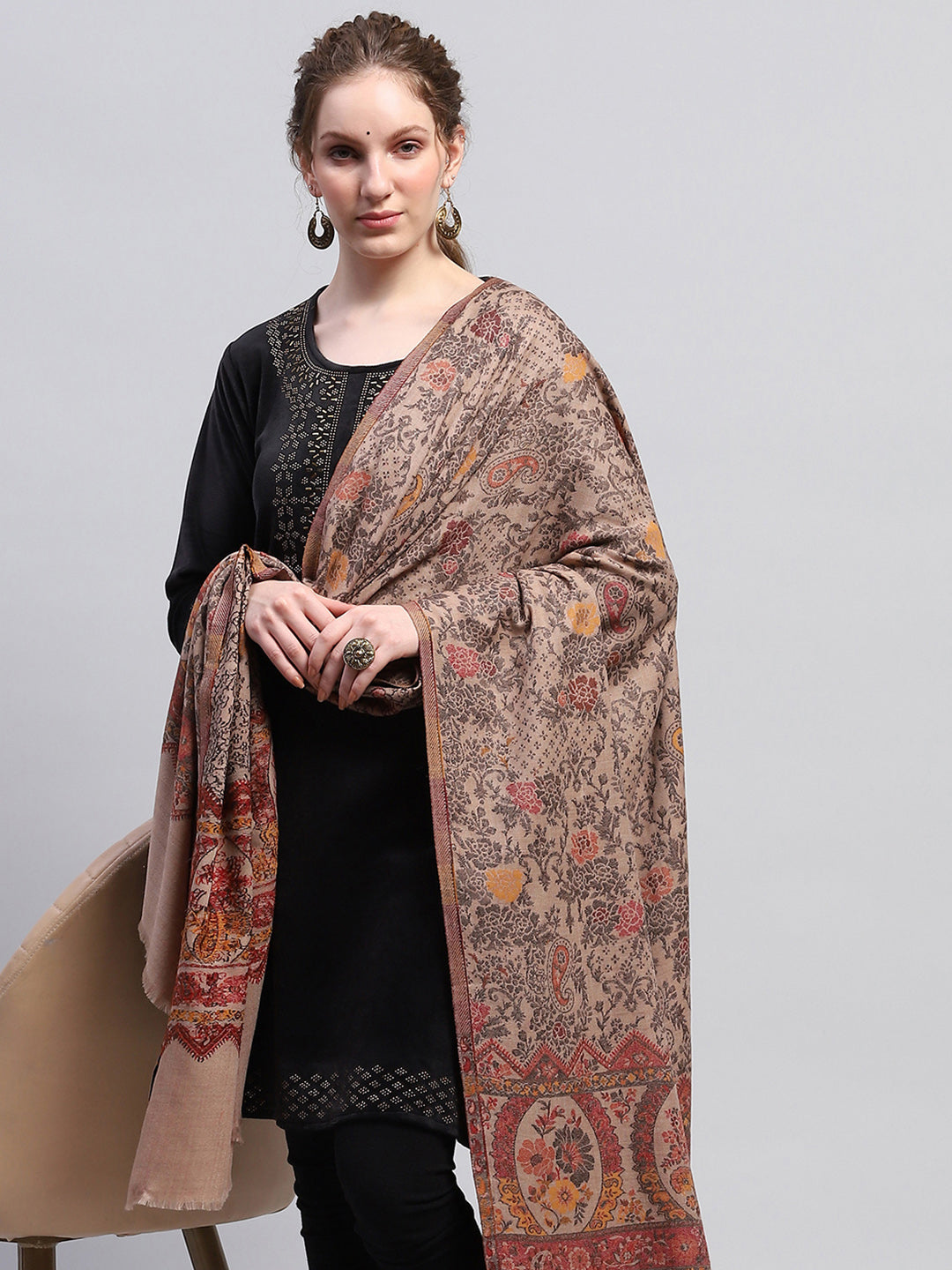 Women Multicolor Self Design Shawl