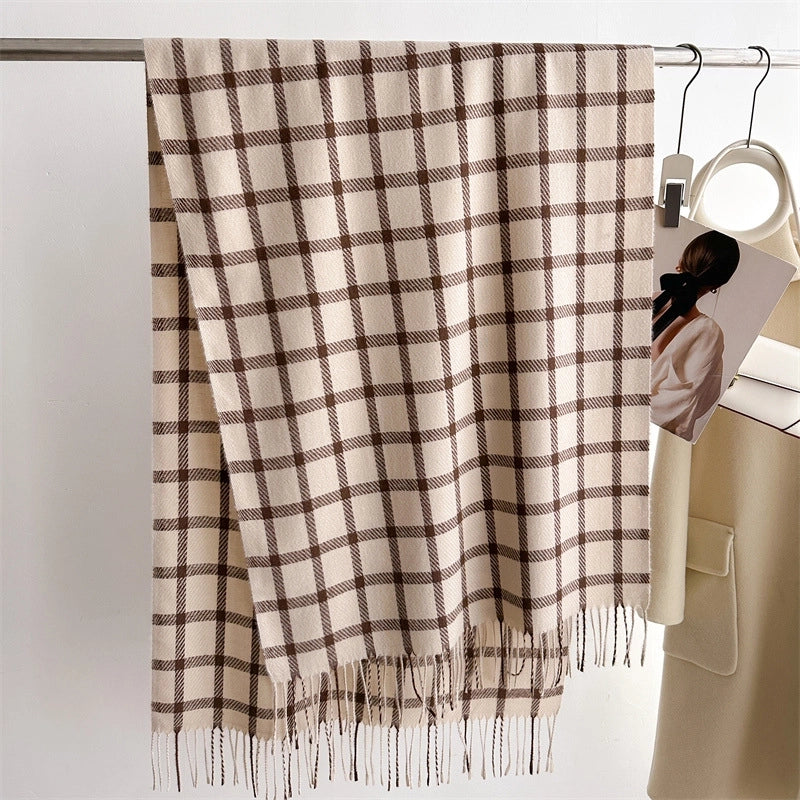 Unisex Elegant Minimalist Lattice Polyester Tassel Scarf